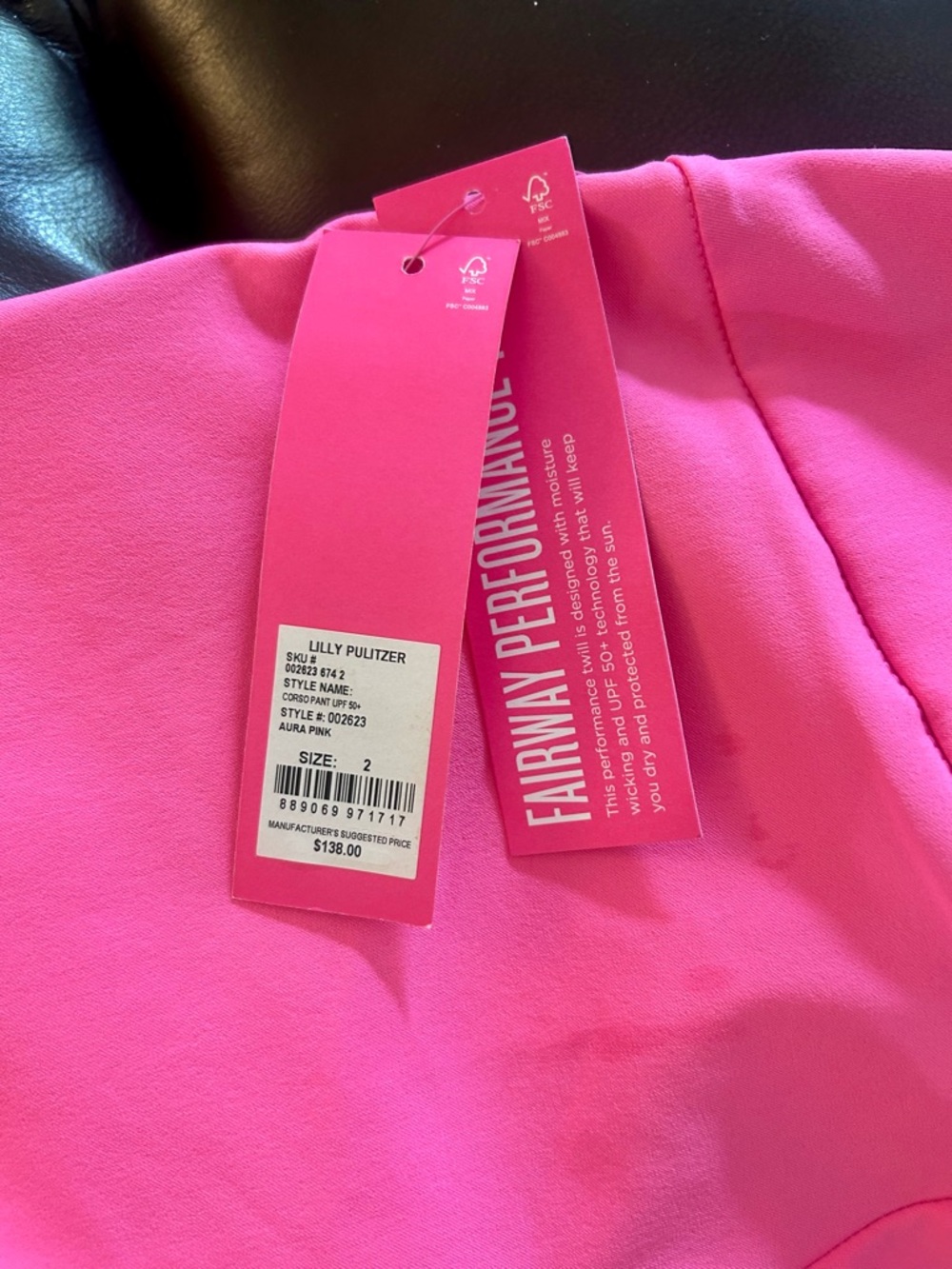NWT Lilly Pulitzer UPF 50+ Luxletic® Corso Pant in Aura Pink, Sz 2 - Picture 9 of 9